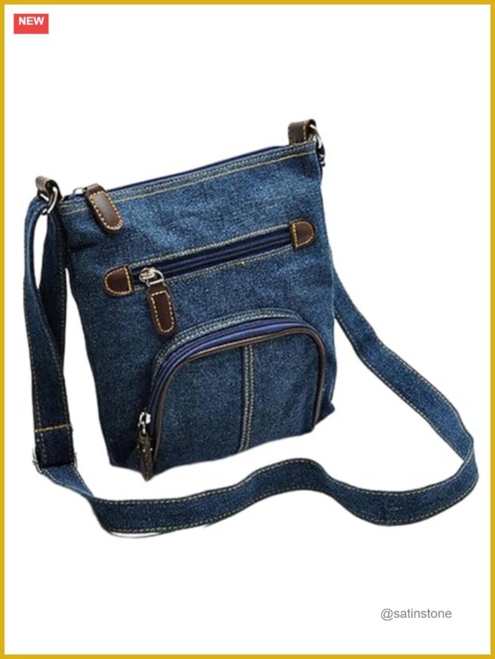 Denim Crossbody Shoulder Bag Boho Jean Purse Slim Lightweight